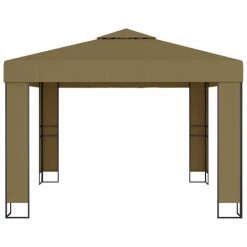 ASUPERMALL Tonnelle Avec Double Toit Et Lumieres 3x3x2,7 M Taupe 180 G/m² -Tente de réception Soldes 36746654 3