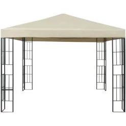 ASUPERMALL Tonnelle Avec Guirlande Lumineuse 3x3 M Creme -Tente de réception Soldes 36746671 3