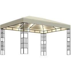 ASUPERMALL Tonnelle Avec Guirlande Lumineuse 3x4 M Creme