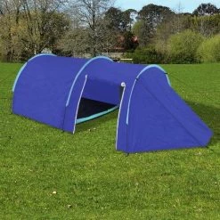 ASUPERMALL Tente De Camping Pour 4 Personnes Bleu Marine/bleu Clair