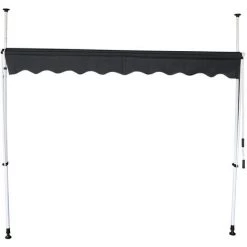 INTEROUGE Store Banne Mobile 3m Auvent Avancée De Toit Rétractable Manuel Gris Foncé -Tente de réception Soldes 36874912 3