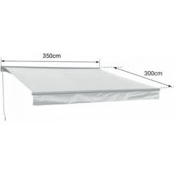 HAPPY GARDEN Store Banne SAULE 3,5 × 3m Avec Semi-coffre - Toile Rayée Blanche/grise Et Structure Blanche - Blanc -Tente de réception Soldes 37015976 4