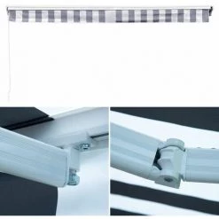 HAPPY GARDEN Store Banne SAULE 2,95 × 2,5m Avec Semi-coffre - Toile Rayée Blanche/grise Et Structure Blanche - Blanc 8 HAPPY GARDEN Store Banne SAULE 2,95 × 2,5m Avec Semi-coffre - Toile Rayée Blanche/grise Et Structure Blanche - Blanc -Tente de réception Soldes 37015981 3