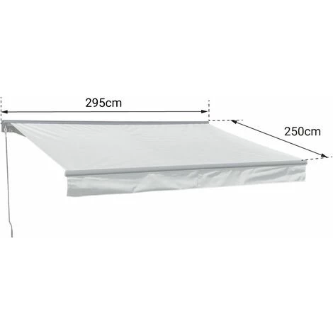 HAPPY GARDEN Store Banne SAULE 2,95 × 2,5m Avec Semi-coffre - Toile Rayée Blanche/grise Et Structure Blanche - Blanc 6 HAPPY GARDEN Store Banne SAULE 2,95 × 2,5m Avec Semi-coffre - Toile Rayée Blanche/grise Et Structure Blanche - Blanc – Image 4