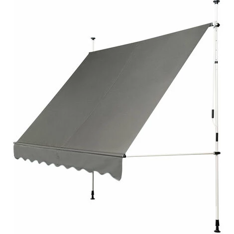 HELLOSHOP26 Auvent Manuel Rétractable 250 Cm Hauteur Réglable De 200-300cm Store Banne En Aluminium Et Tissu Oxford Anti Uv Gris - Gris 3 HELLOSHOP26 Auvent Manuel Rétractable 250 Cm Hauteur Réglable De 200-300cm Store Banne En Aluminium Et Tissu Oxford Anti Uv Gris - Gris