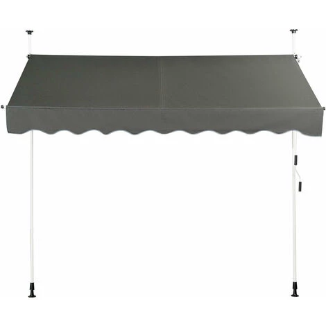 HELLOSHOP26 Auvent Manuel Rétractable 250 Cm Hauteur Réglable De 200-300cm Store Banne En Aluminium Et Tissu Oxford Anti Uv Gris - Gris 5 HELLOSHOP26 Auvent Manuel Rétractable 250 Cm Hauteur Réglable De 200-300cm Store Banne En Aluminium Et Tissu Oxford Anti Uv Gris - Gris - Image 3