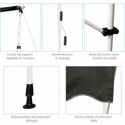 HELLOSHOP26 Auvent Manuel Rétractable 250 Cm Hauteur Réglable De 200-300cm Store Banne En Aluminium Et Tissu Oxford Anti Uv Gris - Gris 9 HELLOSHOP26 Auvent Manuel Rétractable 250 Cm Hauteur Réglable De 200-300cm Store Banne En Aluminium Et Tissu Oxford Anti Uv Gris - Gris -Tente de réception Soldes 37217569 4