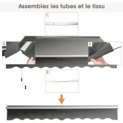 HELLOSHOP26 Store Banne Auvent Rétractable Manuel Tissu 245x200cm Angle Ajustable 40°-100° Sans Perçage Pour Balcon/jardin Beige Gris - Beige -Tente de réception Soldes 37250619 4