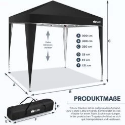 Tillvex Tonnelle De Jardin 3 X 3 M Pliable Gris | Tente Pliante De Jardin à Hauteur Réglable | Auvent Pliable Pour Camping, Festival, Plage, Jardin | Protection UV 50+ | Chapiteau Avec Sac Pour Le Jardin -Tente de réception Soldes 37279285 5