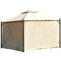 Outsunny Tonnelle Barnum Style Colonial 3 X 3 X 2,7 M Double Toit 4 Toiles Latérales Avec Zip Beige Et Noir - Beige -Tente de réception Soldes 3734738 2