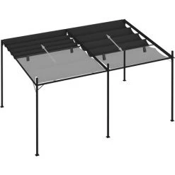 VidaXL Belvédère Avec Toit Rétractable 400x300x233 Cm Anthracite - Anthracite -Tente de réception Soldes 37647513 5