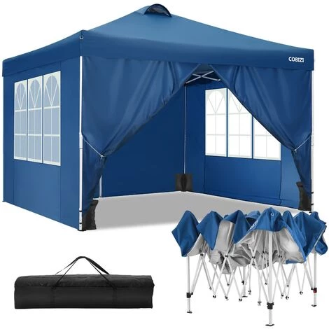 BETTER MAISON 3x3M Tente De Camping Extérieur étanche Régleble Hauteur Avec 4 Panneaux Latéraux à Angle Droit Bleu - Bleu 3 BETTER MAISON 3x3M Tente De Camping Extérieur étanche Régleble Hauteur Avec 4 Panneaux Latéraux à Angle Droit Bleu - Bleu