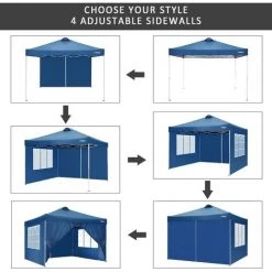 BETTER MAISON 3x3M Tente De Camping Extérieur étanche Régleble Hauteur Avec 4 Panneaux Latéraux à Angle Droit Bleu - Bleu 8 BETTER MAISON 3x3M Tente De Camping Extérieur étanche Régleble Hauteur Avec 4 Panneaux Latéraux à Angle Droit Bleu - Bleu -Tente de réception Soldes 37649735 2