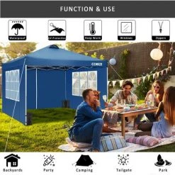 BETTER MAISON 3x3M Tente De Camping Extérieur étanche Régleble Hauteur Avec 4 Panneaux Latéraux à Angle Droit Bleu - Bleu 9 BETTER MAISON 3x3M Tente De Camping Extérieur étanche Régleble Hauteur Avec 4 Panneaux Latéraux à Angle Droit Bleu - Bleu -Tente de réception Soldes 37649735 3