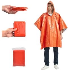 ASUPERMALL Poncho De Survie D'Urgence En Plein Air Impermeable Poncho Thermique Reflechissant La Chaleur Impermeable Avec Sac De Couchage Pour Le Camping Randonnee Aventure -Tente de réception Soldes 37779247 4