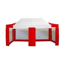 INTEROUGE 3 Baches Panoramiques 3x6m + 2 Porte Polyester 300g/m² Blanc Et Rouge