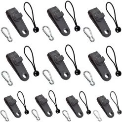 ECHOO Clip De Bâche, Tente Pince Bâche, Mousqueton, Corde élastique, Pour Bâche, Camping, Auvents, La Couverture De Voiture, Lot De 10 (30Pcs)