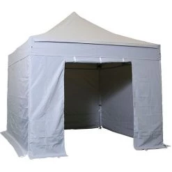 INTEROUGE Baches Laterales 3x3m 3 Pleins + 1 Porte Polyester 300g/m² Gris