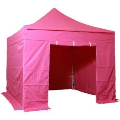 INTEROUGE Baches Laterales 3x3m 3 Pleins + 1 Porte Polyester 300g/m² Rose Fuchsia