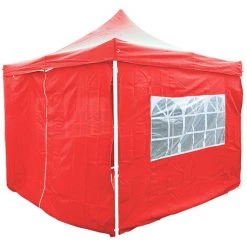 INTEROUGE Baches Laterales 3x4,5m 2 Fenetres + 2 Portes Polyester 180g/m² Rouge -Tente de réception Soldes 38055997 5