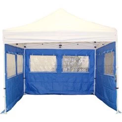 INTEROUGE 4,5m Bache 2 Fenetres Avec Rideau Polyester 300g/m² Blanc -Tente de réception Soldes 38056497 4