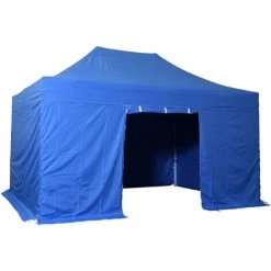 INTEROUGE Baches Laterales 3x4.5m 3 Pleins + 1 Porte Polyester 300g/m² Bleu Azur -Tente de réception Soldes 38061304 2
