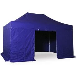 INTEROUGE Baches Laterales 3x4,5m 3 Pleins + 1 Porte Polyester 300g/m² Indigo -Tente de réception Soldes 38061315 2