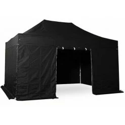 INTEROUGE Baches Laterales 3x4,5m 3 Pleins + 1 Porte Polyester 300g/m² Noir -Tente de réception Soldes 38061318 2