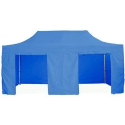 INTEROUGE Baches Laterales 3x6m 3 Pleins + 1 Porte Polyester 300g/m² Bleu Azur