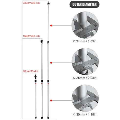 ASUPERMALL Poteau De Tente En Alliage D'Aluminium Epaissi, Poteau De Support De Tente Exterieur Telescopique Reglable, 2,3 M, Rouge, 1 Piece 4 ASUPERMALL Poteau De Tente En Alliage D'Aluminium Epaissi, Poteau De Support De Tente Exterieur Telescopique Reglable, 2,3 M, Rouge, 1 Piece - Image 2