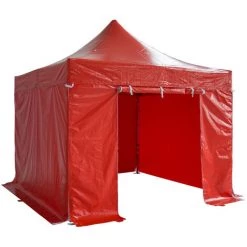 INTEROUGE Baches Laterales 3X3M 3 Pleins + 1 Porte Pvc 520G/M² Rouge -Tente de réception Soldes 39734161 2
