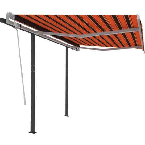 VidaXL Auvent Rétractable Automatique Et Poteaux 3x2,5 M Orange Marron - Orange 4 VidaXL Auvent Rétractable Automatique Et Poteaux 3x2,5 M Orange Marron - Orange - Image 2
