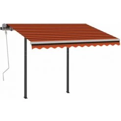 VidaXL Auvent Rétractable Automatique Poteaux 3,5x2,5 M Orange Marron - Orange -Tente de réception Soldes 39859070 3