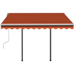 VidaXL Auvent Rétractable Automatique Poteaux 3,5x2,5 M Orange Marron - Orange -Tente de réception Soldes 39859070 5