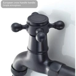 TRIOMPHE TRIO Robinet De Machine à Laver En Laiton Avec Bec D'évier G1/2 - Robinet De Vadrouille à Poignée Croisée Antique Pour Lavabo Jardin(Noir) -Tente de réception Soldes 40103579 4