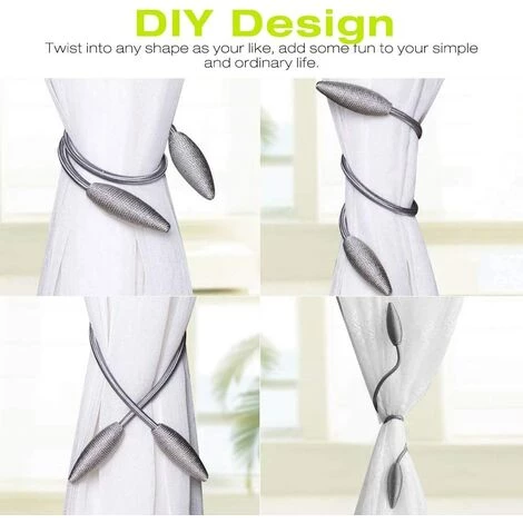 BETTERLIFE Embrasses De Rideau 2 Pièces, Attaches De Rideau Gris Argent, Attaches Pour Rideaux, Boucles Pour Rideaux, Accessoires Pour Rideaux Et Stores15 - Numéro De Série 4 BETTERLIFE Embrasses De Rideau 2 Pièces, Attaches De Rideau Gris Argent, Attaches Pour Rideaux, Boucles Pour Rideaux, Accessoires Pour Rideaux Et Stores15 - Numéro De Série – Image 2