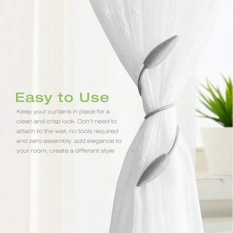 BETTERLIFE Embrasses De Rideau 2 Pièces, Attaches De Rideau Gris Argent, Attaches Pour Rideaux, Boucles Pour Rideaux, Accessoires Pour Rideaux Et Stores15 - Numéro De Série 6 BETTERLIFE Embrasses De Rideau 2 Pièces, Attaches De Rideau Gris Argent, Attaches Pour Rideaux, Boucles Pour Rideaux, Accessoires Pour Rideaux Et Stores15 - Numéro De Série – Image 4