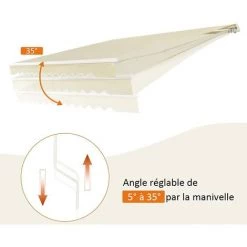 GOPLUS Store Banne Rétractable, Auvent D'Abri Manuel En Aluminium Et Tissu Résistant Aux UV Et à L'eau Avec Manivelle Et Angle Réglable 5-35°pour Balcon, Fenêtre, Terrasse (300X250CM, Beige) 8 GOPLUS Store Banne Rétractable, Auvent D'Abri Manuel En Aluminium Et Tissu Résistant Aux UV Et à L'eau Avec Manivelle Et Angle Réglable 5-35°pour Balcon, Fenêtre, Terrasse (300X250CM, Beige) -Tente de réception Soldes 40243289 3