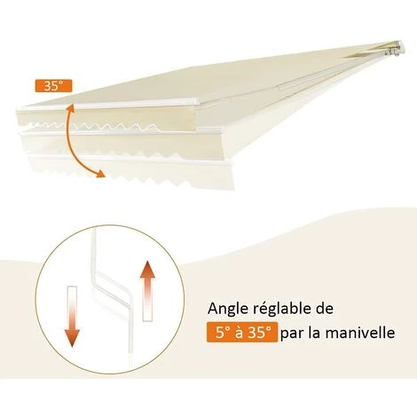 GOPLUS Store Banne Rétractable, Auvent D'Abri Manuel En Aluminium Et Tissu Résistant Aux UV Et à L'eau Avec Manivelle Et Angle Réglable 5-35°pour Balcon, Fenêtre, Terrasse (300X250CM, Beige) 5 GOPLUS Store Banne Rétractable, Auvent D'Abri Manuel En Aluminium Et Tissu Résistant Aux UV Et à L'eau Avec Manivelle Et Angle Réglable 5-35°pour Balcon, Fenêtre, Terrasse (300X250CM, Beige) – Image 3
