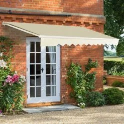 GOPLUS Store Banne Rétractable, Auvent D'Abri Manuel En Aluminium Et Tissu Résistant Aux UV Et à L'eau Avec Manivelle Et Angle Réglable 5-35°pour Balcon, Fenêtre, Terrasse (300X250CM, Beige) 9 GOPLUS Store Banne Rétractable, Auvent D'Abri Manuel En Aluminium Et Tissu Résistant Aux UV Et à L'eau Avec Manivelle Et Angle Réglable 5-35°pour Balcon, Fenêtre, Terrasse (300X250CM, Beige) -Tente de réception Soldes 40243289 4