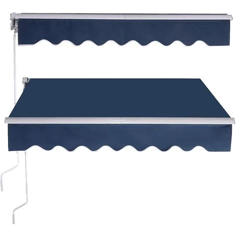 GOPLUS Store Banne Auvent Manuel Rétractable Avec Manivelle En Aluminium Et Polyester, Imperméable, Résistant Aux UV, Pour Terrasse, Bistro, Balcon, Imperméable,300X250CM (Bleu) 3 GOPLUS Store Banne Auvent Manuel Rétractable Avec Manivelle En Aluminium Et Polyester, Imperméable, Résistant Aux UV, Pour Terrasse, Bistro, Balcon, Imperméable,300X250CM (Bleu)