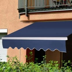 GOPLUS Store Banne Auvent Manuel Rétractable Avec Manivelle En Aluminium Et Polyester, Imperméable, Résistant Aux UV, Pour Terrasse, Bistro, Balcon, Imperméable,300X250CM (Bleu) 9 GOPLUS Store Banne Auvent Manuel Rétractable Avec Manivelle En Aluminium Et Polyester, Imperméable, Résistant Aux UV, Pour Terrasse, Bistro, Balcon, Imperméable,300X250CM (Bleu) -Tente de réception Soldes 40243823 3