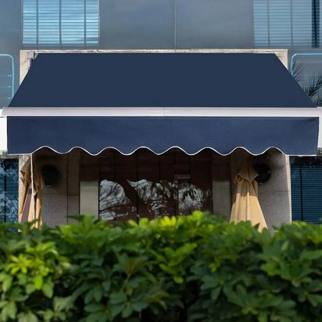 GOPLUS Store Banne Auvent Manuel Rétractable Avec Manivelle En Aluminium Et Polyester, Imperméable, Résistant Aux UV, Pour Terrasse, Bistro, Balcon, Imperméable,300X250CM (Bleu) 6 GOPLUS Store Banne Auvent Manuel Rétractable Avec Manivelle En Aluminium Et Polyester, Imperméable, Résistant Aux UV, Pour Terrasse, Bistro, Balcon, Imperméable,300X250CM (Bleu) - Image 4