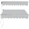 GOPLUS Store Banne Auvent Manuel Rétractable Avec Manivelle En Aluminium Et Polyester, Imperméable, Résistant Aux UV, Pour Terrasse, Bistro, Balcon, Imperméable,300X250CM (Gris-Blanc) -Tente de réception Soldes 40251910 1