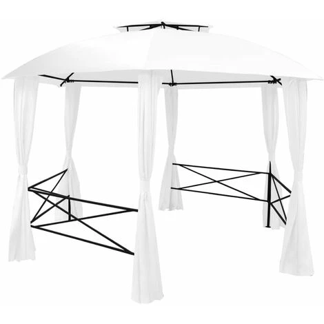 HAPPYSHOPPING Chapiteau De Jardin Avec Rideaux 360x312x265 Cm Blanc 180 G/m² 5 HAPPYSHOPPING Chapiteau De Jardin Avec Rideaux 360x312x265 Cm Blanc 180 G/m² - Image 3