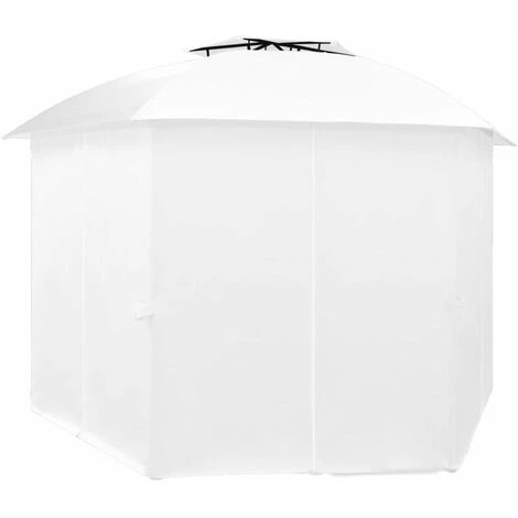 HAPPYSHOPPING Chapiteau De Jardin Avec Rideaux 360x312x265 Cm Blanc 180 G/m² 6 HAPPYSHOPPING Chapiteau De Jardin Avec Rideaux 360x312x265 Cm Blanc 180 G/m² - Image 4