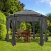 HAPPYSHOPPING Belvedere Avec Rideaux Rond 3,5 X 2,7 M Anthracite -Tente de réception Soldes 40277737 1
