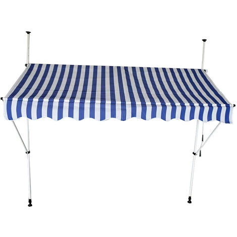 INTEROUGE Store Banne Mobile 3m Auvent Avancée De Toit Rétractable Manuel - Auvent De Terrasse En Acier Polyester Imperméabilisé Sans Perçage - Rayures Bleu/blanc Fenêtre/terrasse/balcon/jardin 3 X 2 X 1.2 M 4 INTEROUGE Store Banne Mobile 3m Auvent Avancée De Toit Rétractable Manuel - Auvent De Terrasse En Acier Polyester Imperméabilisé Sans Perçage - Rayures Bleu/blanc Fenêtre/terrasse/balcon/jardin 3 X 2 X 1.2 M - Image 2