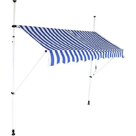 INTEROUGE Store Banne Mobile 2.5m Auvent Avancée De Toit Rétractable Manuel - Auvent De Terrasse En Acier Polyester Imperméabilisé Sans Perçage Rayures Bleu/blanc - Fenêtre/terrasse/balcon 2.5 X 2 X 1.2 M 3 INTEROUGE Store Banne Mobile 2.5m Auvent Avancée De Toit Rétractable Manuel - Auvent De Terrasse En Acier Polyester Imperméabilisé Sans Perçage Rayures Bleu/blanc - Fenêtre/terrasse/balcon 2.5 X 2 X 1.2 M