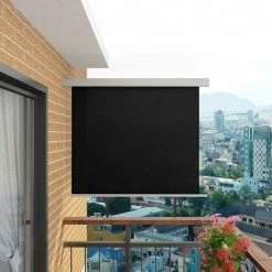 HAPPYSHOPPING Auvent Lateral De Balcon Multifonctionnel 150 X 200 Cm Noir